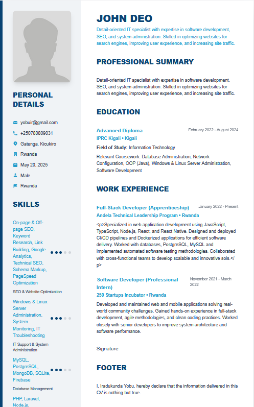 CV Template Creative